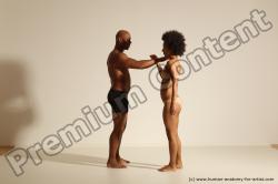 Underwear Gymnastic poses Woman - Man Black Muscular Dancing Dynamic poses Academic